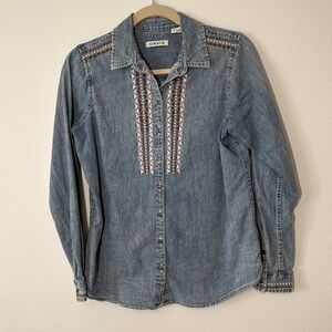 Orvis Embroidered Long Sleeve Button Up Denim Shirt Women’s Size Small
